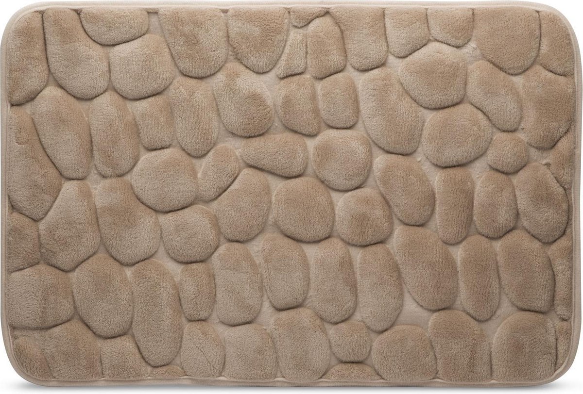 Afbeelding van Kleine Antislip Badmat voor in Badkamer/Toilet/WC - Bruin - Steenpatroon - 40x60cm - e471 313c 4bba b47d