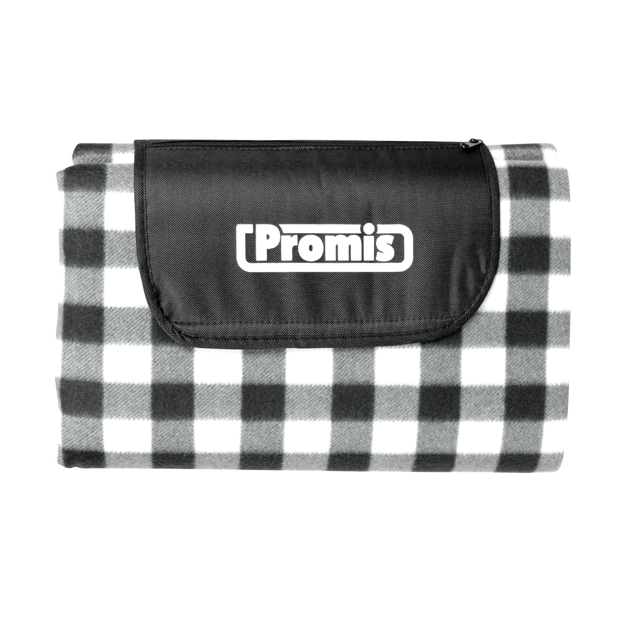 Afbeelding van Promis - Picknickkleed XL Waterdicht - 200 x 200 cm - Zwart / Wit / Grijs gestreept - met handvat - e5b4 2d9d