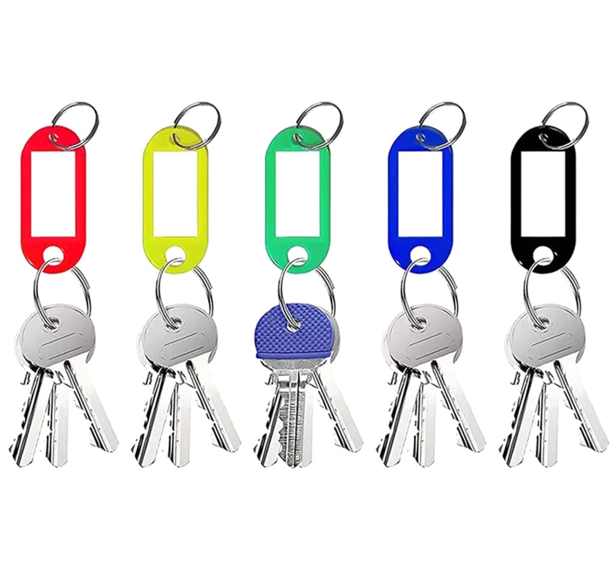 Afbeelding van 100x Sleutellabels - 100 stuks - Met sleutelringen en naamkaartje - Sleutelhanger met Etiket - Geschikt voor