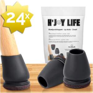 Afbeelding van N'JOY LIFE - 24x Premium Stoelpoot beschermers Flexibel - Stoelpootdoppen 22-28 mm voor Ronde Stoelpoten
