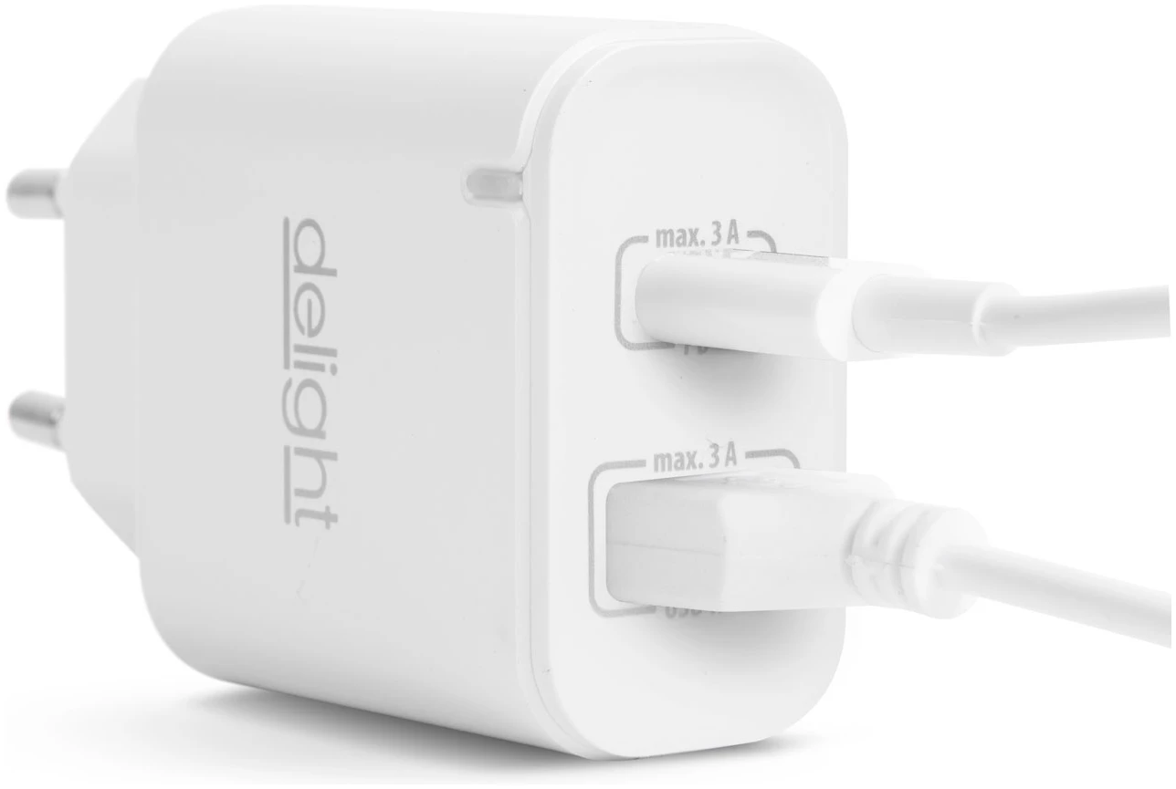 Afbeelding van Dubbele USB Stekker Oplader met 2 poorten PD20W - Wit - Snellader - USB A & USB C Lader - Oplaadblok -