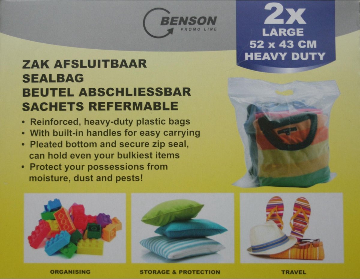 Afbeelding van Aflsuitbare Huishoudzak 2 Stuks XL – 52x43x1cm | Opberger voor Spullen voor op Reis of tijdens de