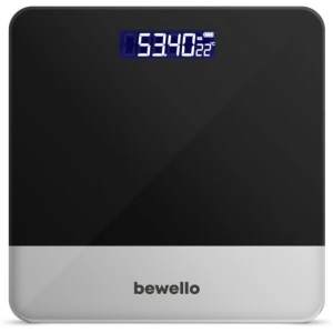 Afbeelding van Bewello - Weegschalen - Weegschaal Personenweegschaal Digitaal - Gehard Glas - Zwart met Zilver - max. 180KG
