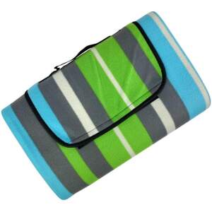 Afbeelding van Promis - Picknickkleed Waterdicht - 200 x 150 cm - Groen / Blauw / Grijs gestreept - met handvat - ea0e 8cf1
