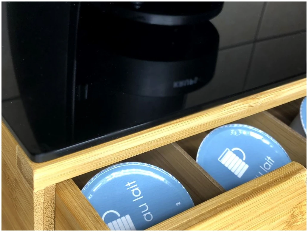 Afbeelding van Luxe Capsulehouder | Bamboe & Zwart Glas | Multifunctionele Cuphouder voor Dolce Gusto, Lavazza,