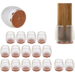 Afbeelding van Stoelpootdopppen Siliconen Transparant - 12-16MM - 16 Stuks - met Viltjes Stoelpoten - Geschikt voor