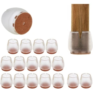 Afbeelding van Stoelpootdopppen Siliconen Transparant - 12-16MM - 16 Stuks - met Viltjes Stoelpoten - Geschikt voor