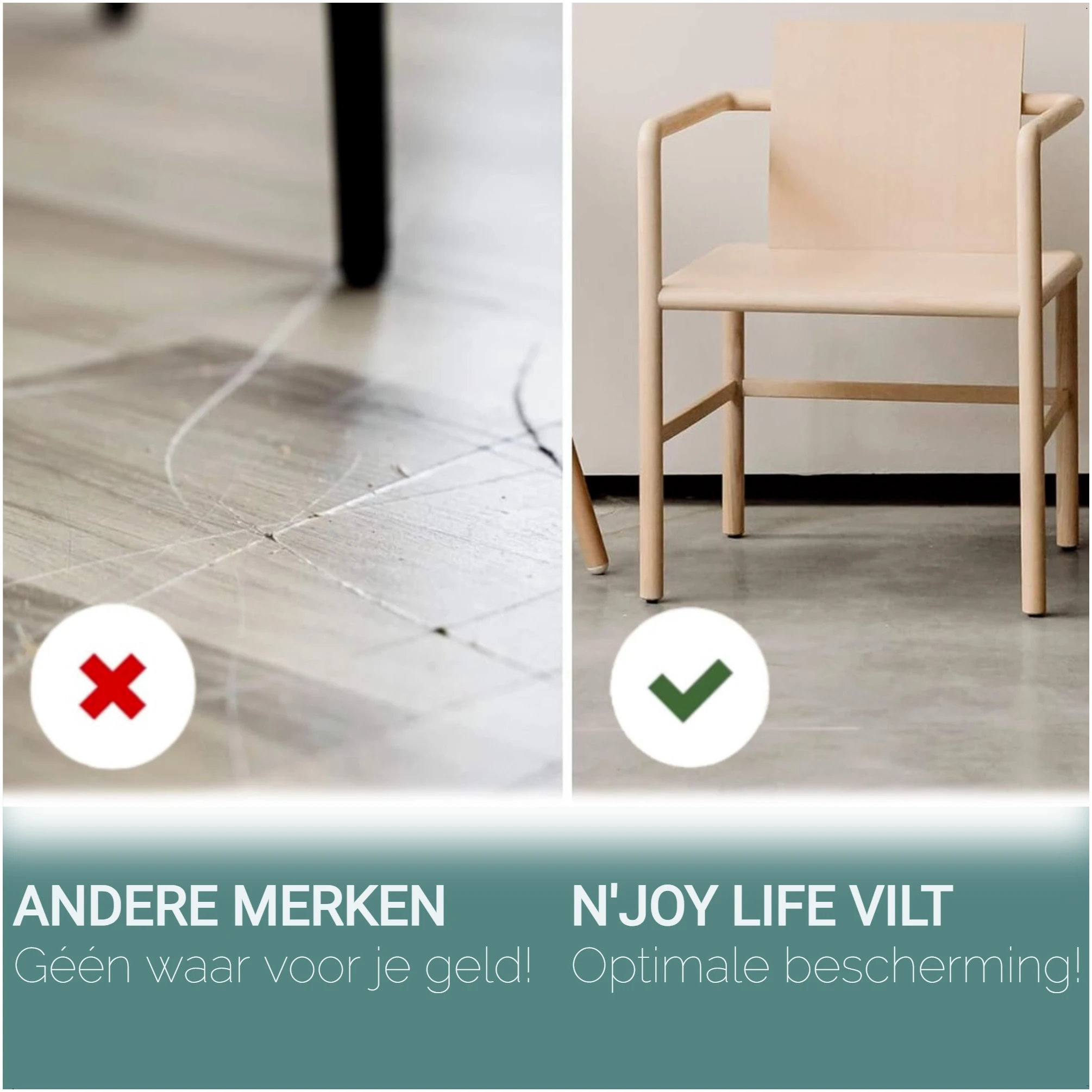 Afbeelding van 1x N'JOY LIFE Premium Vilt op Rol - Anti Kras Meubelvilt Viltjes - 2 meter x 5 cm - Zelfklevende