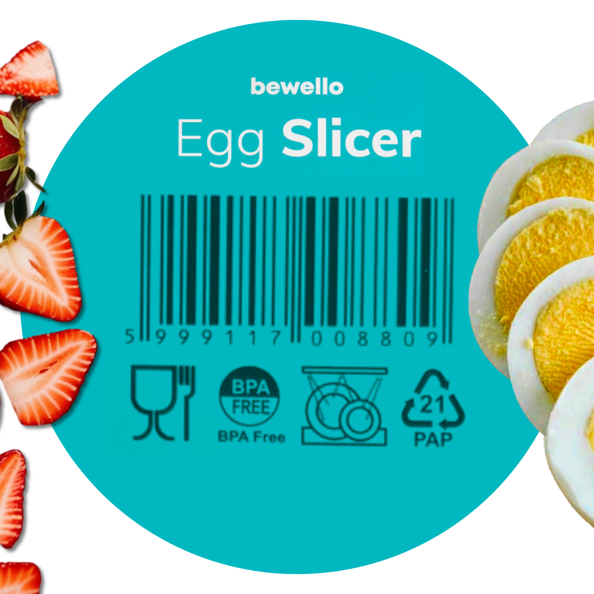 Afbeelding van Bewello - Ei Snijder / Eiersnijder - Vaatwasserbestendig - RVS Draad & BPA vrij - Grijs - Eisnijder