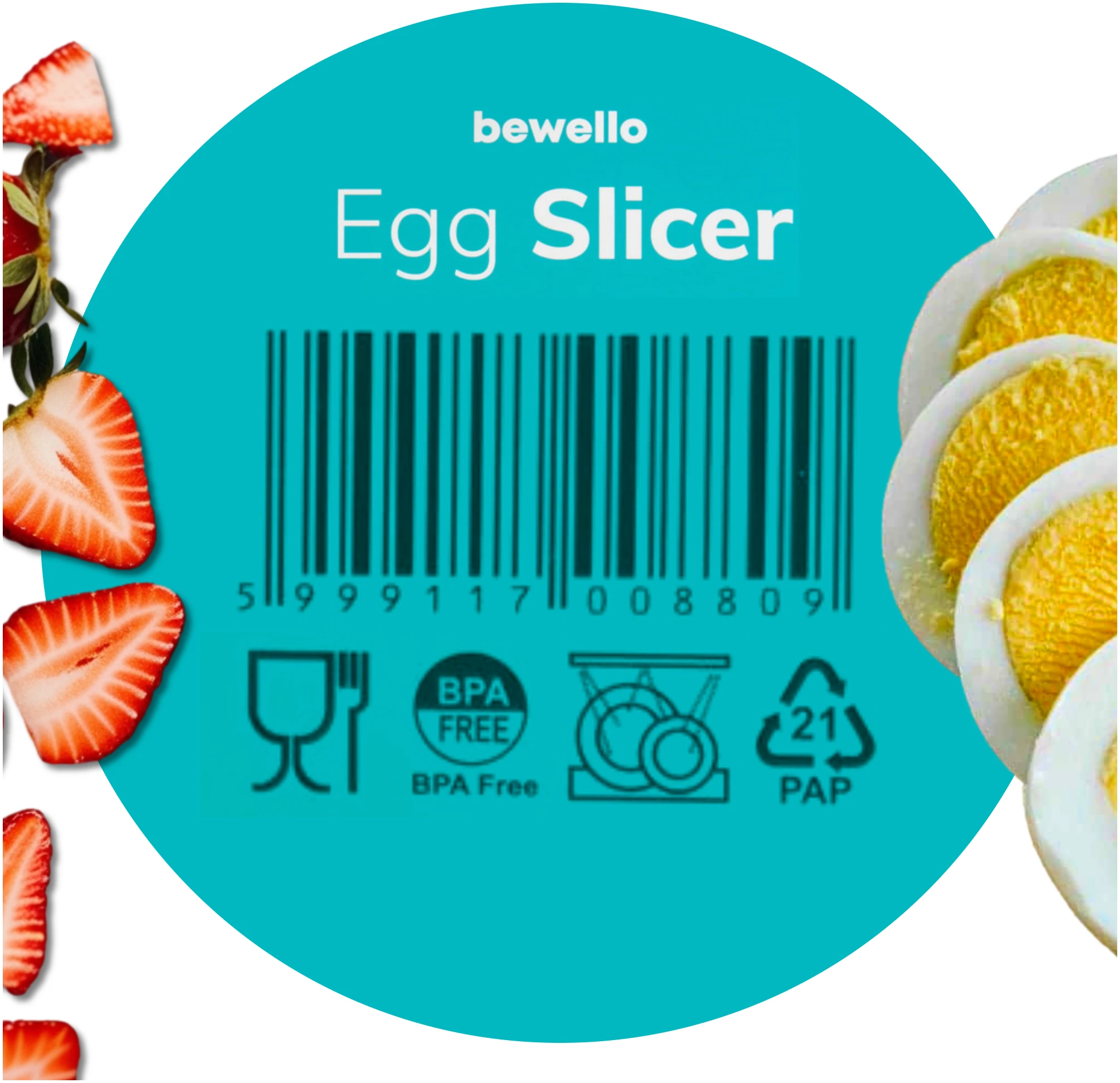 Afbeelding van Bewello - Ei Snijder / Eiersnijder - Vaatwasserbestendig - RVS Draad & BPA vrij - Grijs - Eisnijder