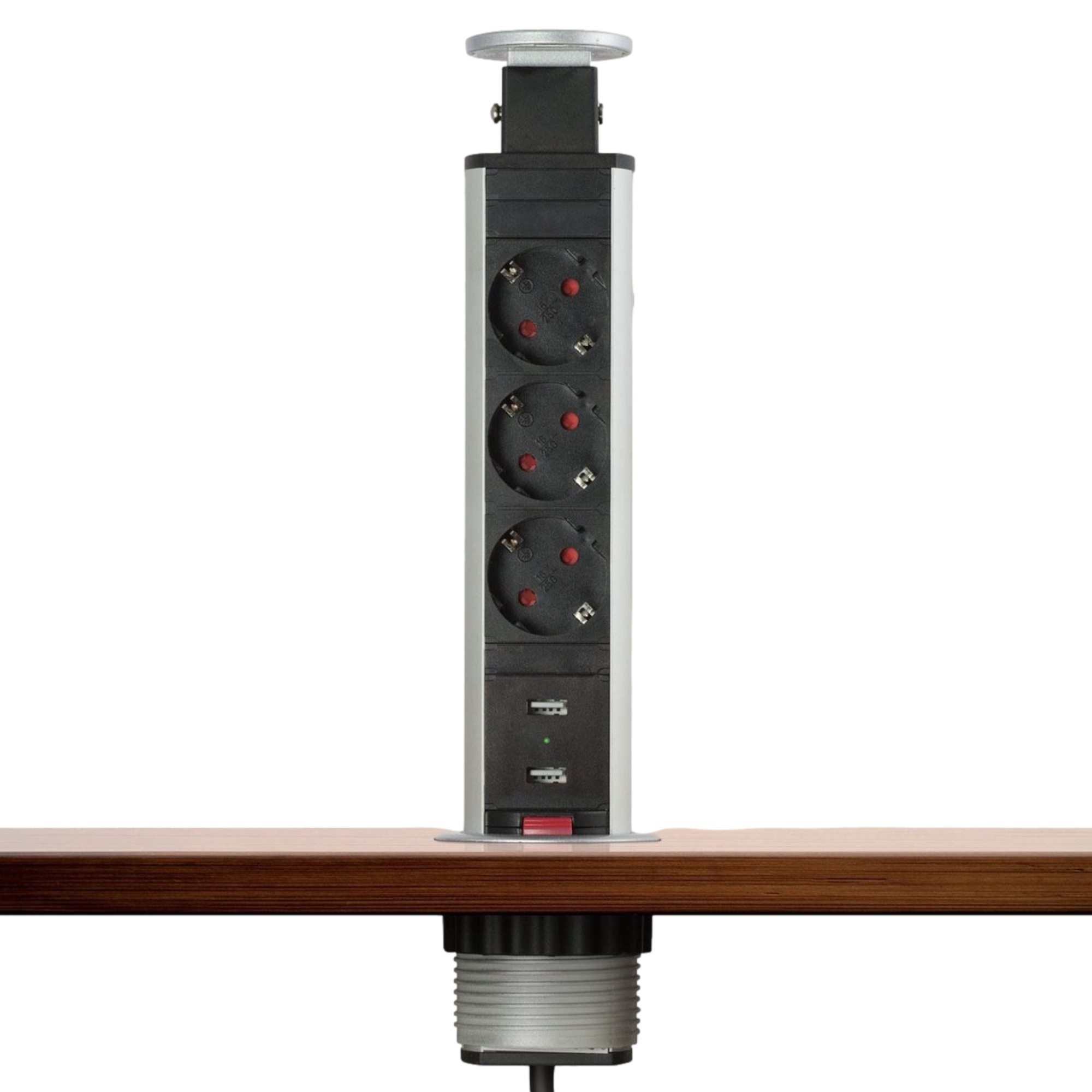 Afbeelding van DELIGHT - Inbouw Pop-Up Tafelblad Stekkerdoos met 2X USB en 3 Stopcontacten - Zilver - ebf3 305a 400b a478