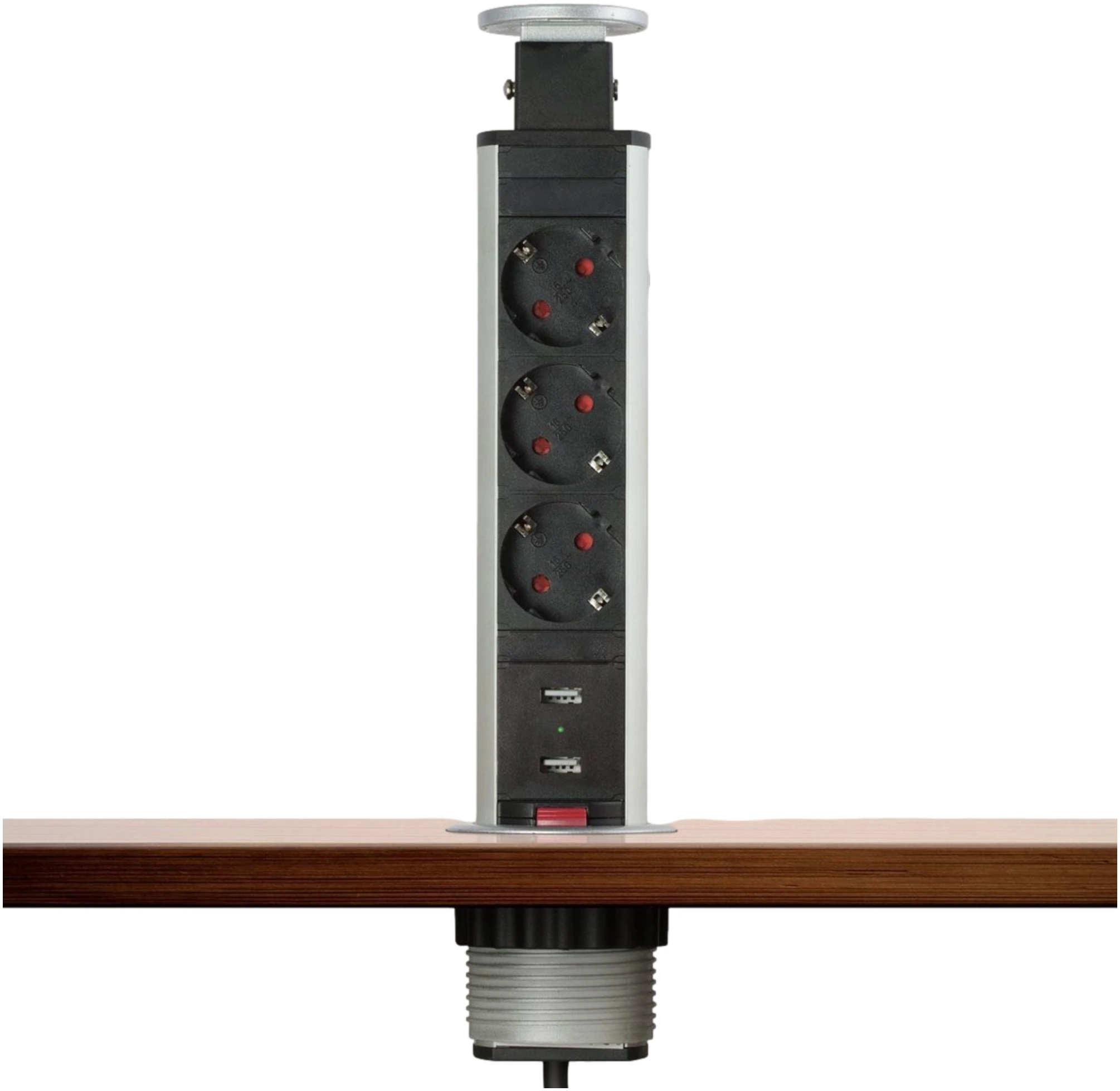 Afbeelding van DELIGHT - Inbouw Pop-Up Tafelblad Stekkerdoos met 2X USB en 3 Stopcontacten - Zilver - ebf3 305a 400b a478