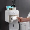 Afbeelding van Bewello® - WC Rolhouder - Toiletrolhouder - Zelfklevend WC Kastje - Wit met Grijs - 205 x 125 x 220 mm -