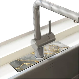 Afbeelding van HSXL - Diatomiet Mat voor Kraan - Gootsteen - Droogmat - Afdruip - Keuken - Kraanmat - Antislip - 38x10CM -