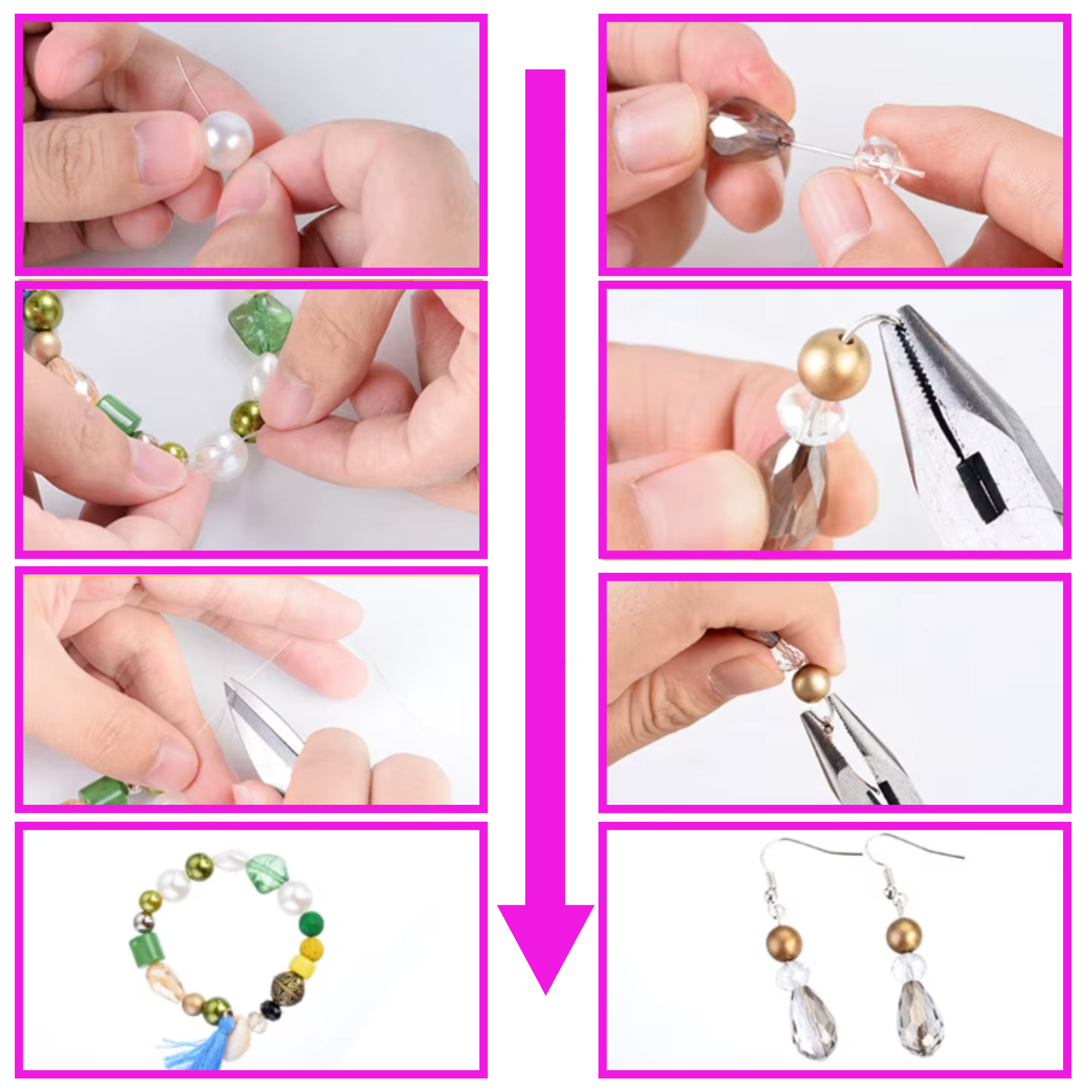 Afbeelding van N'JOY LIFE - DIY Sieraden Maken Set – 4655-delig Knutselpakket voor Meisjes – In 3 laags opbergbox