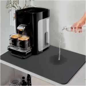 Afbeelding van HSXL Diatomiet Koffie Apparaat Mat - Koffie Absorberende Afdruipmat - 40x50 cm – Antraciet Grijs Effen -