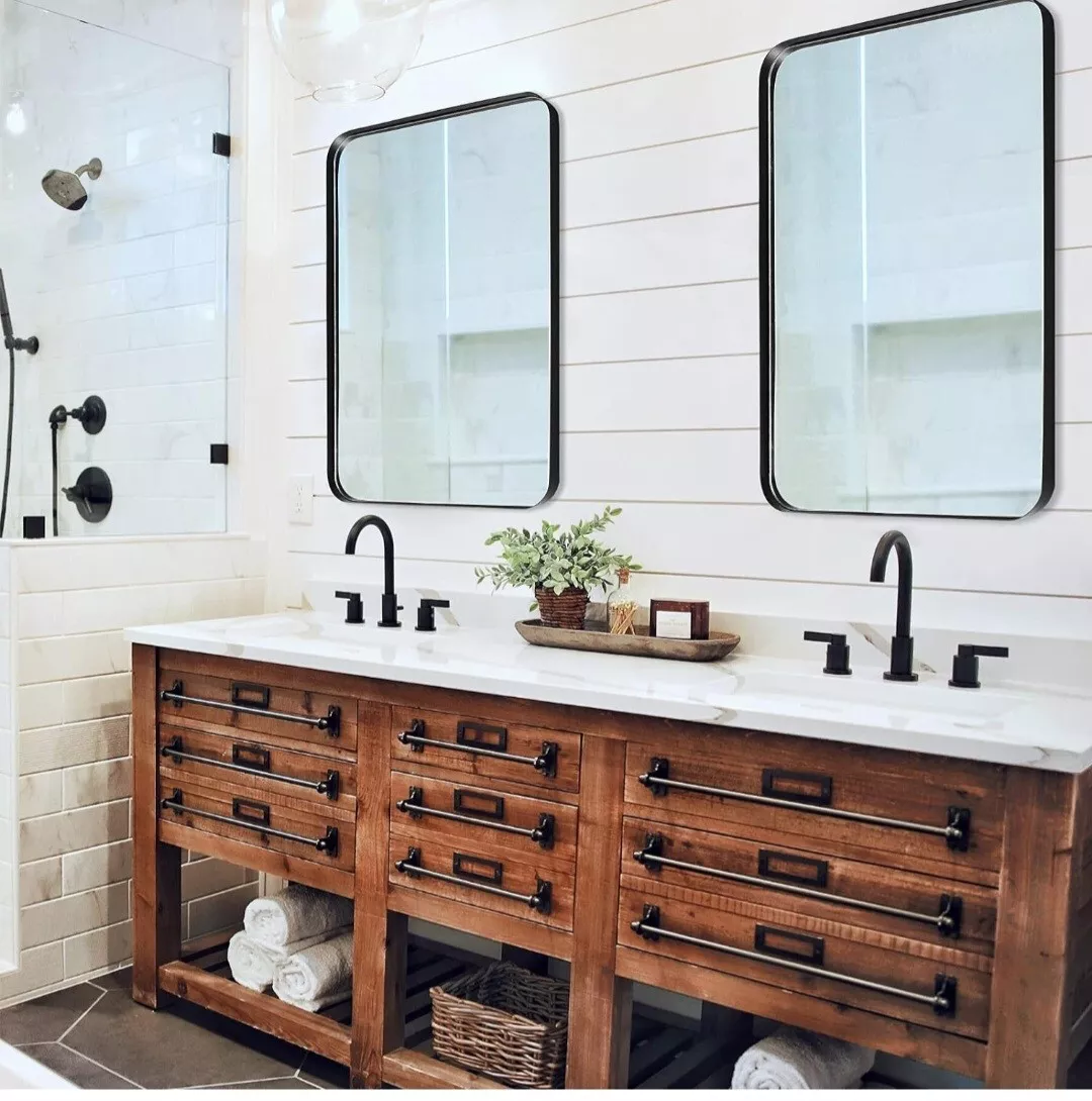 Afbeelding van HSXL - Spiegels - Luxe Rechthoekige Spiegel Zwart - 60x90cm Groot - Grote Wandspiegel 60 x 90 cm Rechthoek