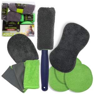 Afbeelding van Complete Autowas Set Microvezel - 9 delige set - Autowasset Autopoetsdoeken - Autowas Producten - Motorfiets