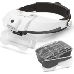 Afbeelding van Vergrootglas Bril - Loepbril met LED verlichting - met 5 lenzen - Loeplamp Hoofdband - voor Diamond Painting,