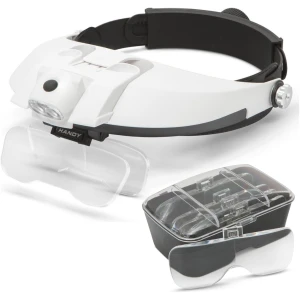 Afbeelding van Vergrootglas Bril - Loepbril met LED verlichting - met 5 lenzen - Loeplamp Hoofdband - voor Diamond Painting,