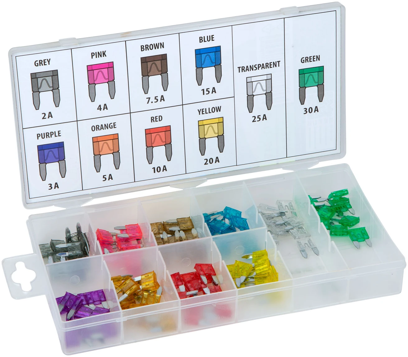 Afbeelding van MNC - Premium Zekeringen - Autozekeringen / Motor Zekering - 100 stuks - 6V/12V/24V - 3, 5, 7.5, 10, 15, 20,
