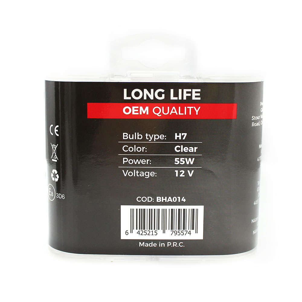 Afbeelding van Carguard - Set (2x) H7 Autolampen Halogeen - 55W 12V - Long Lifetime Koplampen - Koplamp 50% extra