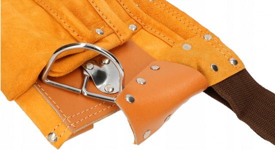 Afbeelding van Gereedschapsriem Leer - 11 vaks - Gereedschapsgordel - ToolPack - Gereedschapsschort - Spijkerschort Dubbel -