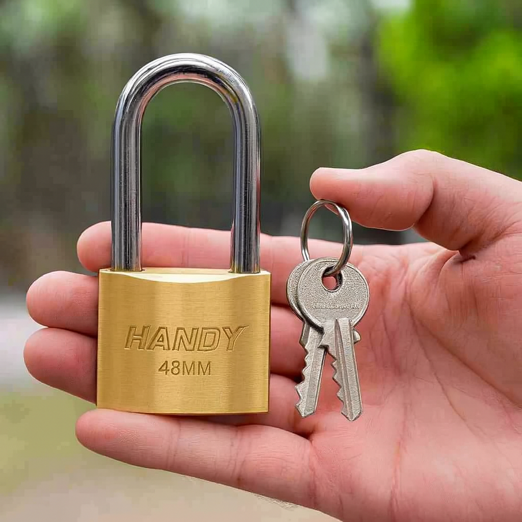 Afbeelding van Handy - Hangslot met Sleutel 48mm met Hoge beugel - Hangsloten - Gehard staal - Sluiting ⌀ 7.5MM - incl. 3