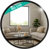 Afbeelding van HSXL - Spiegels - Ronde Spiegel Zwart - 80 cm Groot - Grote Wandspiegel Rond - Industrieel / Modern Design -