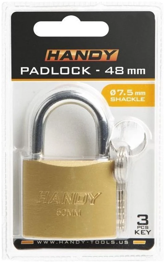 Afbeelding van Handy - Hangslot met Sleutel 48mm - Hangsloten - Gehard staal - Sluiting ⌀ 7.5MM - incl. 3 Sleutels - Slot