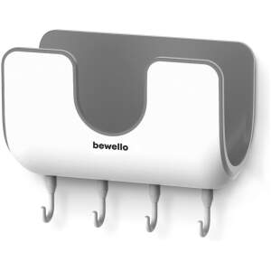 Afbeelding van Bewello® - Handdoekrek Badkamer Zelfklevend met 4 haken - Design Ophangsysteem voor Douche of Keuken -