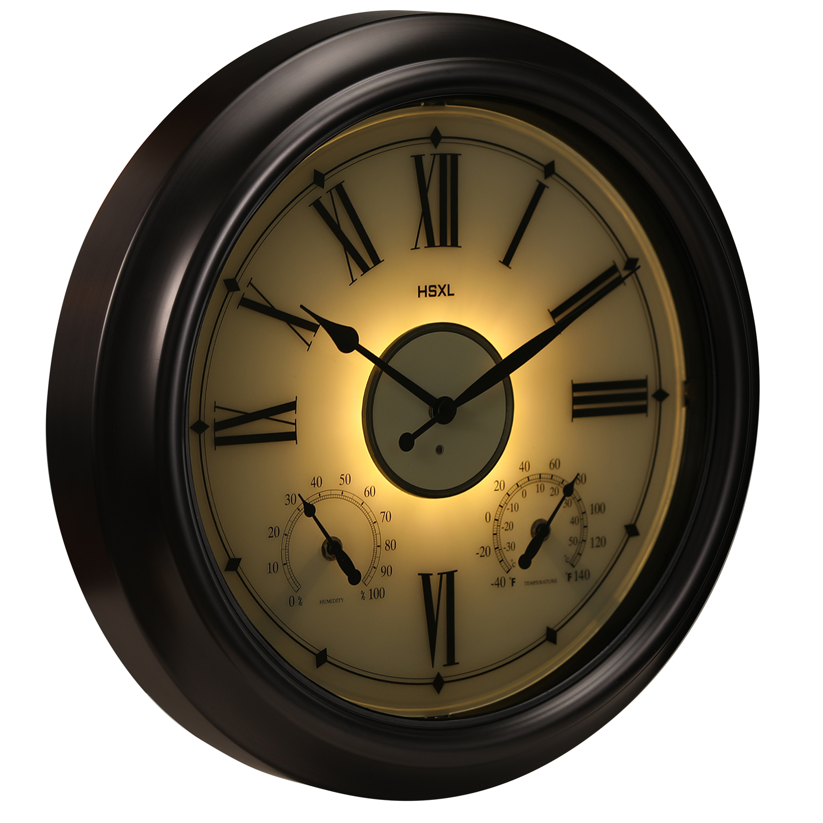 Afbeelding van HSXL - 45cm - Industriële Quartz LED Wandklok met verlichting - Stil uurwerk - 45 cm Landelijke Klassieke