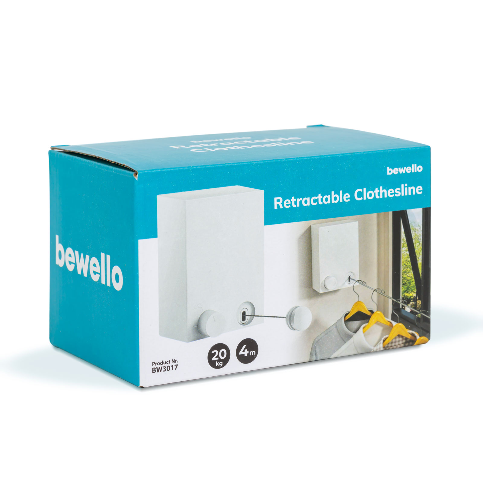 Afbeelding van Bewello - Waslijn Uittrekbaar - Waslijndraad met stalen kern - Wasdraad - Wasrek alternatief - Roldrooglijn -
