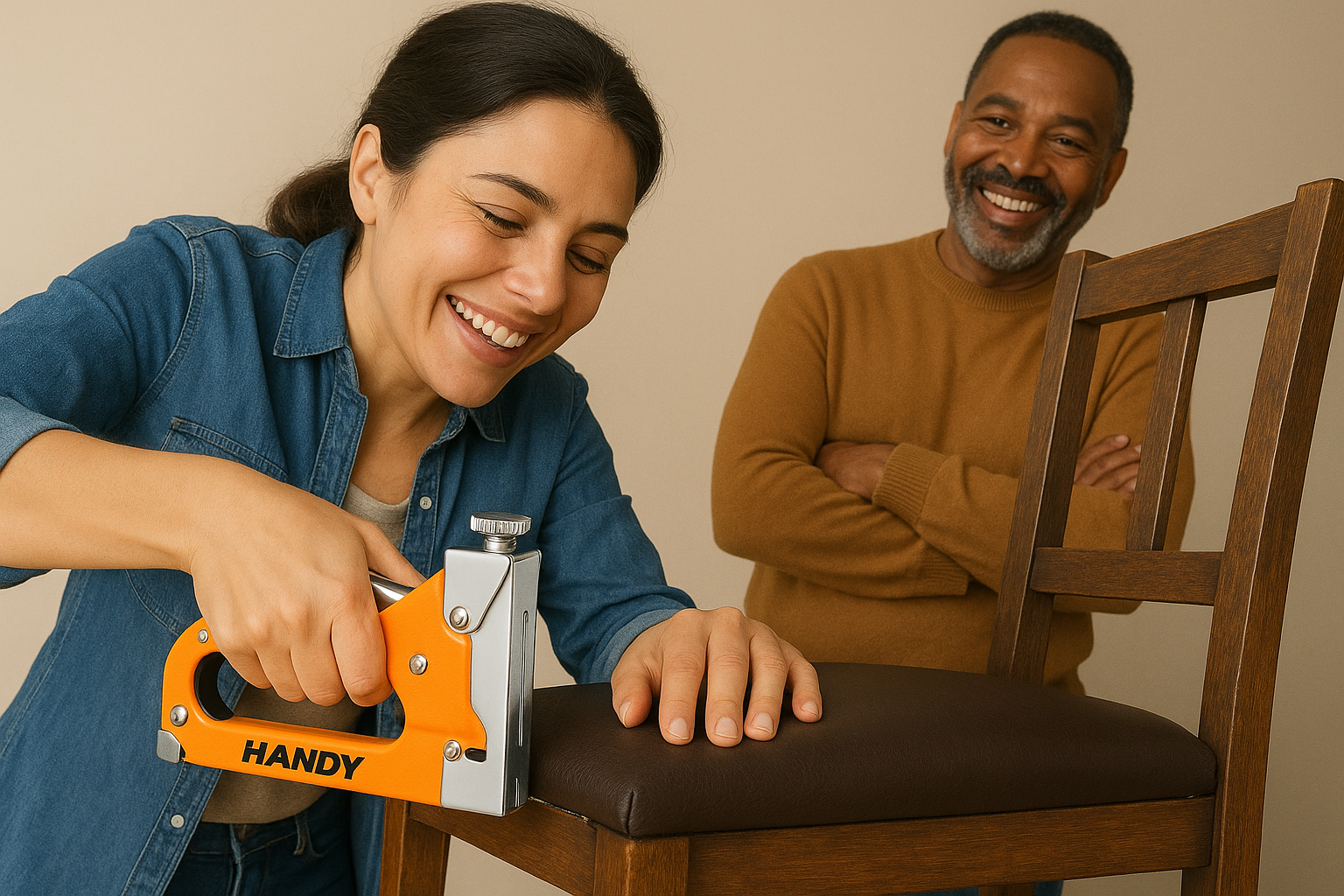 Afbeelding van Handy - Professioneel Nietpistool Tacker in Case - met 1500 nietjes & Opbergkoffer - Nietmachine /