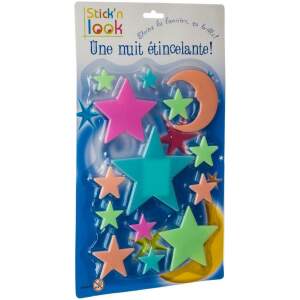 Afbeelding van Glow in the Dark - muursticker - Kinderkamer - Maan met Sterren - incl. Bevestiging stickers - BPK - fa73