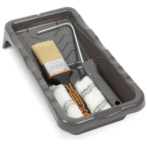 Afbeelding van Handy - Verfset - Verfroller en Verfbak - Microvezel beits olie lak set - 5-delig - Met lekbak en beugel -