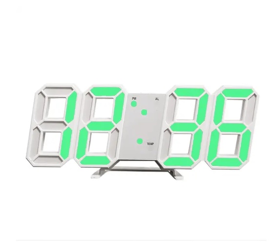 Afbeelding van Digitale LED Klok Wekker met Groen Licht - op USB (incl.) - Tafelklok voor Slaapkamer - Game Kamer - 24 x 9,4