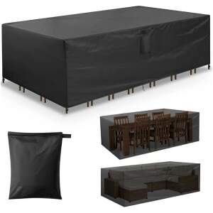 Afbeelding van Tuinset Beschermhoes Waterdicht met Trekkoord en Goede Afwatering - B242 x L160 x H100CM - Zwarte hoes