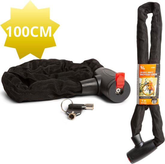 Afbeelding van Wheelzone - Kettingslot/Hangslot voor o.a. Fiets/Scooter/Brommer - 100CM - Fietsslot - met 2 sleutels - fcc5