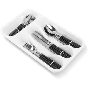 Afbeelding van Bestekset - 4 Persoons Bestek - (16-delig) - Besteksets - Incl. Bestekbak voor in Lade - RVS - Zwart -