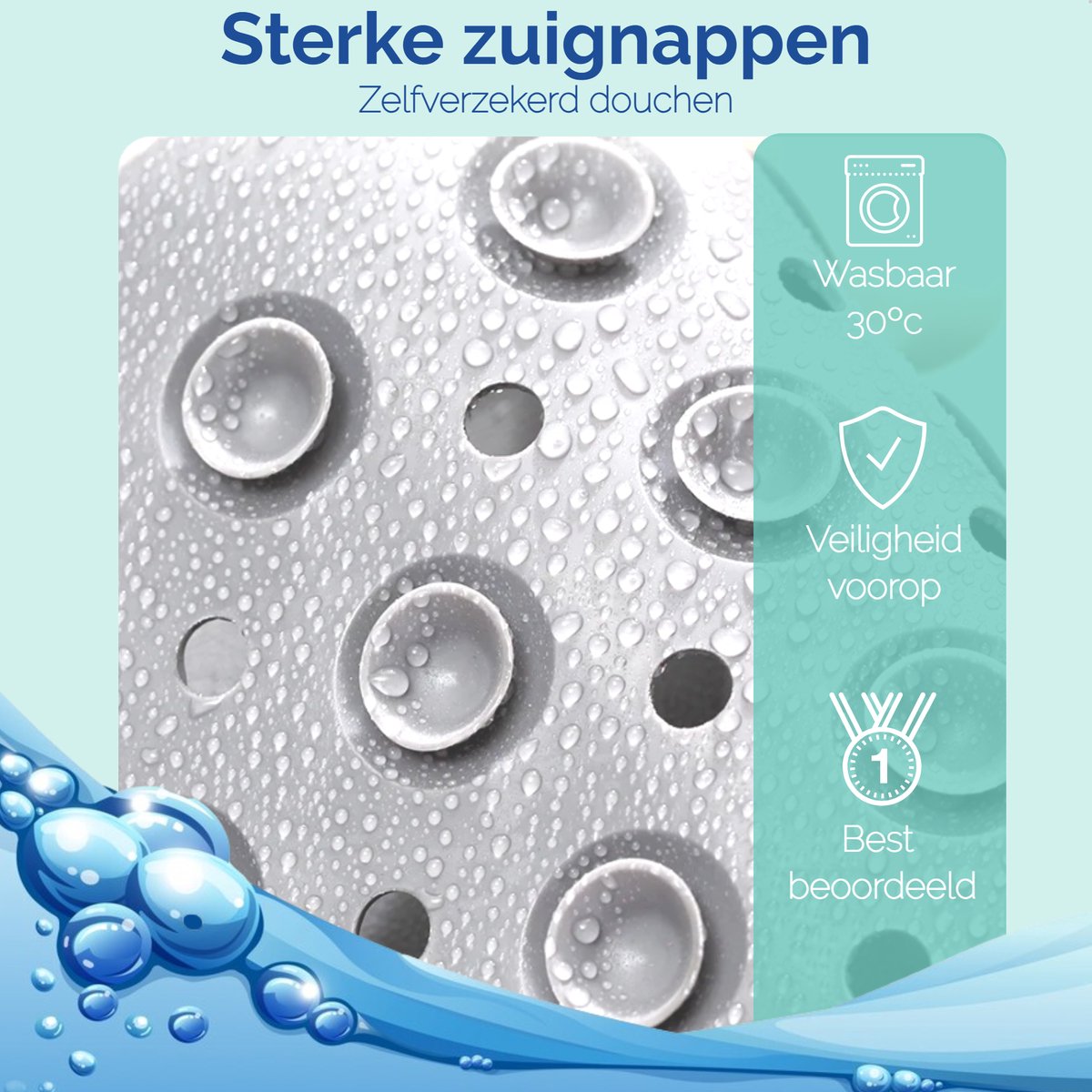 Afbeelding van HSXL - Antislipmat - 53x53CM - Incl. Netspons - Antislip Douchemat voor Kinderen met Zuignappen – Anti Slip