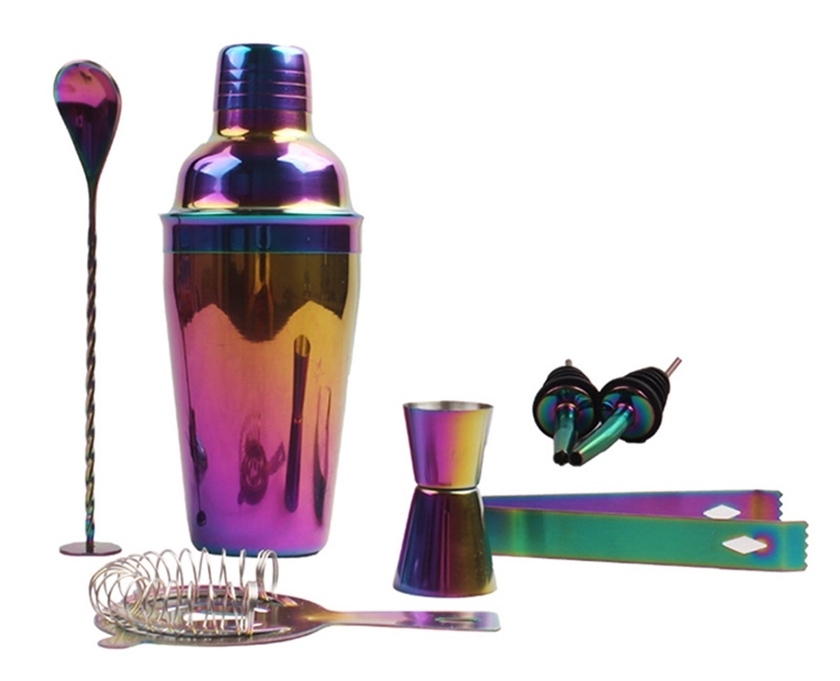 Afbeelding van Cocktail Shaker Set Regenboog- 8 delig - Cocktail shaker 500ML - Cocktail - Roestvrijstaal - Cocktails Maken
