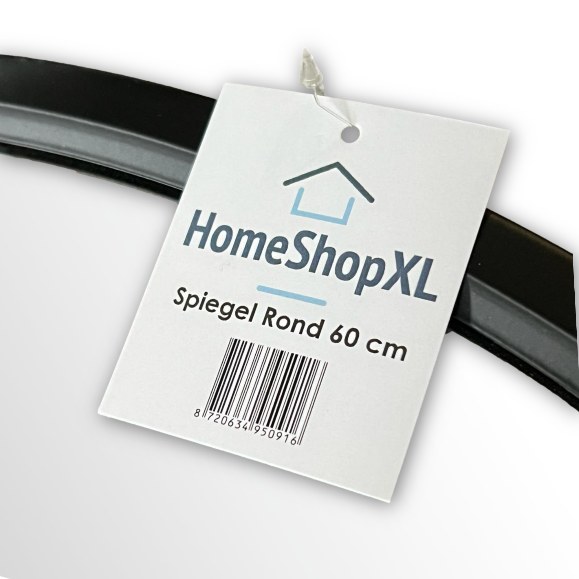 Afbeelding van HSXL - Spiegels - Luxe Ronde Spiegel Zwart - 60 cm Groot - Grote Wandspiegel 60cm Rond met Zwarte Rand -