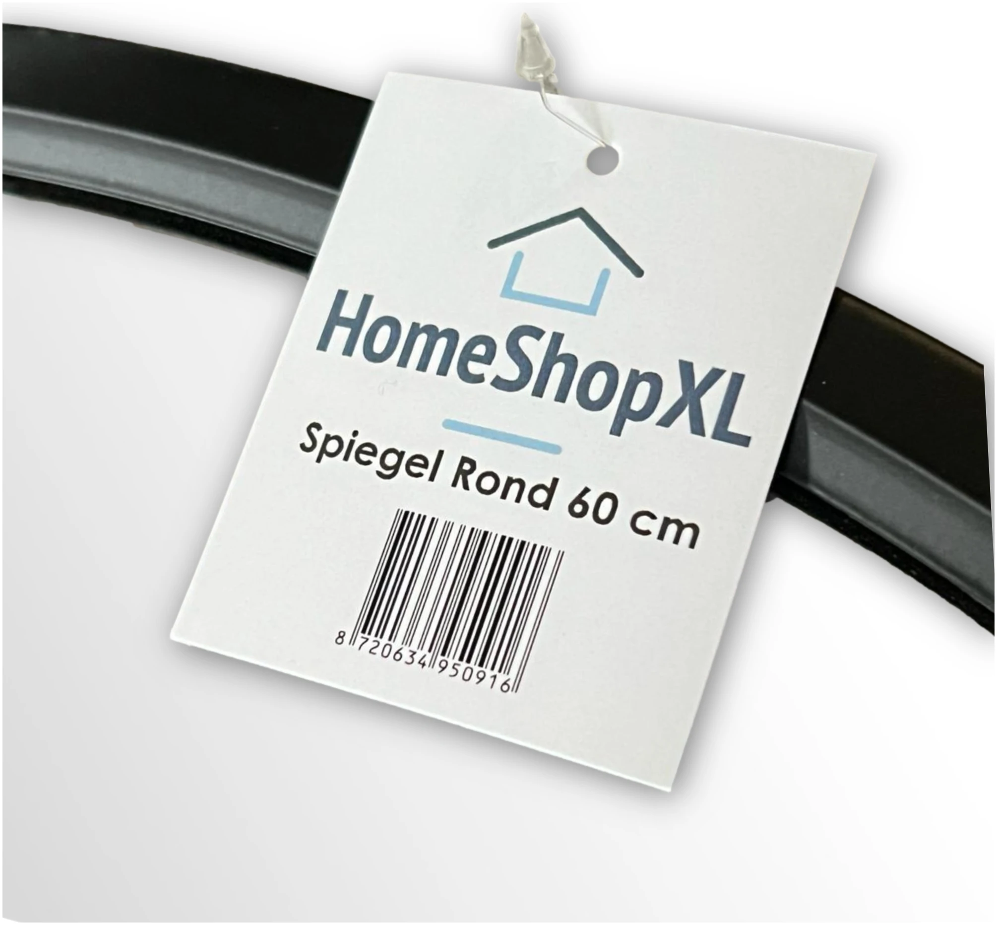 Afbeelding van HSXL - Spiegels - Luxe Ronde Spiegel Zwart - 60 cm Groot - Grote Wandspiegel 60cm Rond met Zwarte Rand -
