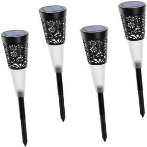 Afbeelding van 4x Solar LED Tuinlamp Met Grondspies – Warm Wit Sfeerverlichting – 5 LEDs Per Lamp – Op Zonne-Energie