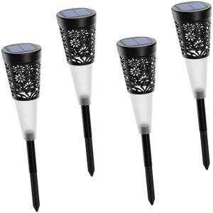 Afbeelding van 4x Solar LED Tuinlamp Met Grondspies – Warm Wit Sfeerverlichting – 5 LEDs Per Lamp – Op Zonne-Energie