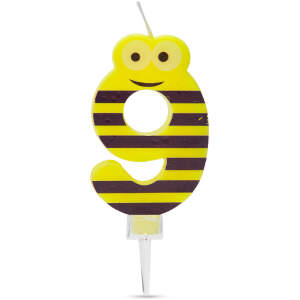 Afbeelding van Verjaardagskaars Cijfer 9 - verjaardagscijfer, decoratiekaars, feestkaars, getalkaars, cake-kaars, decoratie,