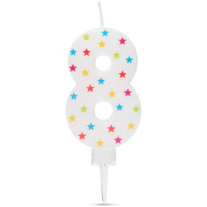 Afbeelding van Verjaardagskaars cijfer 8 - 7×4 cm - taartkaars - decoratieve cijferkaars voor feest & verjaardag