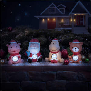 Afbeelding van Solar Kerstdecoratie Met LED Verlichting – Koud Wit Licht – Rendier Beer Kerstman Of Varken – Werkt Op