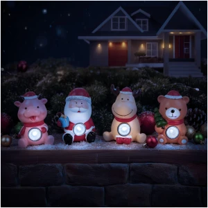 Afbeelding van Solar Kerstdecoratie Met LED Verlichting – Koud Wit Licht – Rendier Beer Kerstman Of Varken – Werkt Op